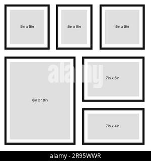 Set in verschiedenen Größen Einfache elegante Bilderrahmen Kostenloser Vektor Leinwand Malerei Wandrahmen Stock Vektor
