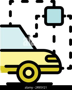 Symbol für selbstgeparktes Fahrzeug. Umriss Vektorsymbol für selbstgeparktes Auto für Webdesign isoliert auf weißem Hintergrund flach Stock Vektor