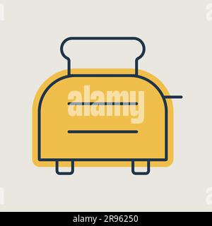 Toaster mit Toast-Vektorsymbol. Küchengerät. Diagrammsymbol für das Kochen von Website-Design, Logo, App, UI Stock Vektor