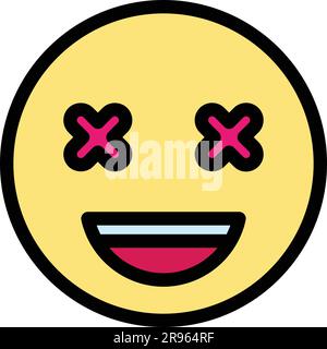 Komisches Emoji-Symbol. Kontur seltsames Emoji-Vektorsymbol für Webdesign isoliert auf weißem Hintergrund flach Stock Vektor