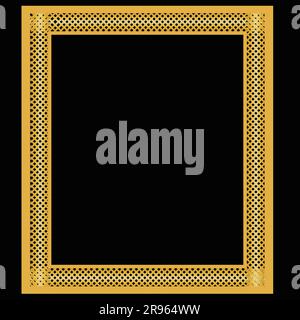 Goldene Blätter, die an einem Seil hängen, gepunktete Linien, hochwertiges Blattgold im Hintergrund Stock Vektor