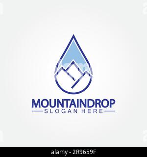 Wassertropfen mit Vektordarstellung des Mountain Logos für Wasserwirtschaft Stock Vektor
