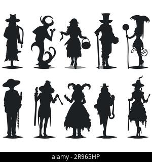 Vektordarstellungen von Halloweens Hexen-Charakteren Stock Vektor