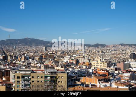 Blick über Barcelona in Spanien vom Berg Montjuic Stockfoto