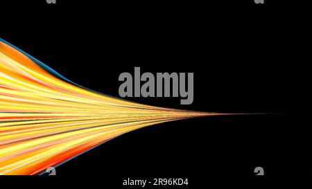 Wunderschönes leuchtendes Gelb Orange abstrakt energetisch magisch kosmisch feurige Textur aus Linien und Streifen, Wellen, Flammen mit Drehungen verwandeln sich in Infi Stock Vektor