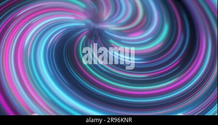 Abstrakte violette und blaue mehrfarbige leuchtende, helle, verdrehte, wirbelnde Linien abstrakter Hintergrund. Stockfoto