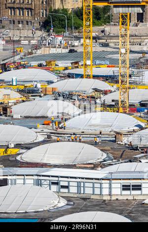 Baustelle Hauptbahnhof, hier wird die neue Durchgangsstation, Stuttgart 21, Becherhalter mit Oberlichtern, Stuttgart, Baden-Württember gebaut Stockfoto