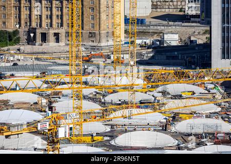 Baustelle Hauptbahnhof, hier wird die neue Durchgangsstation, Stuttgart 21, Becherhalter mit Oberlichtern, Stuttgart gebaut Stockfoto