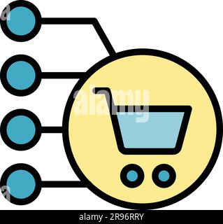 Korbsymbol für regulierte Produkte. Gliederung des Vektorsymbols für den Korb regulierter Produkte für das Webdesign isoliert auf weißem Hintergrund Stock Vektor