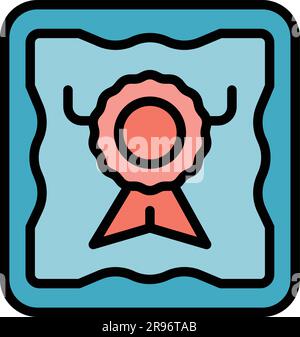 Symbol für ein Diplom für ein reglementiertes Produktemblem. Umreißen regulierter Produkte Emblem Diplom Vektorsymbol für Webdesign isoliert auf weißem Hintergrund flach Stock Vektor