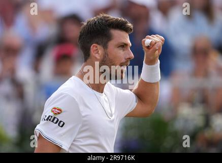 London, Großbritannien. 23. Juni 2023. Cameron Norrie (GBR) während seines Viertelfinalspiels am 5. Tag des LTA Cinch Championships Tennis Tournament 2023, ATP 500 Event im Queen's Club, London, England am 20. Juni 2023. Foto von Andy Rowland. Kredit: Prime Media Images/Alamy Live News Stockfoto