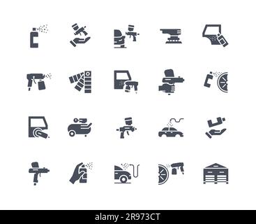 Die Symbole in der Autolackierung sind schwarz Stock Vektor