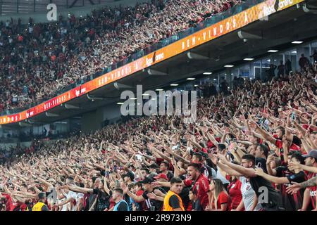 Curitiba, Brasilien. 24. Juni 2023. PR - CURITIBA - 06/24/2023 - BRASILEIRO A 2023, ATHLETICO-PR X CORINTHIANS - Allgemeine Ansicht des Stadions Ligga Arena, Arena da Baixada, während des Spiels zwischen Athletico-PR und Corinthians um DIE BRASILEIRO A 2023 Meisterschaft. Foto: Robson Mafra/AGIF/Sipa USA Guthaben: SIPA USA/Alamy Live News Stockfoto