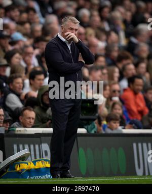 Leicester City Manager Dean Smith während des Premier League-Spiels zwischen Fulham und Leicester City am 8. Mai 2023 in Craven Cottage, London, England. Stockfoto