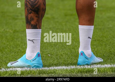 Die Fußballschuhe von Gabriel Jesus von Manchester City während des Premier League-Spiels zwischen West Ham United und Manchester City im London Stadi Stockfoto