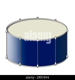 Ein Satz blauer Trommeln auf weißem Hintergrund, 3D Render Stockfoto