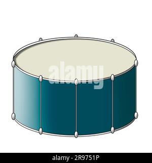Ein Satz blauer Trommeln auf weißem Hintergrund, 3D Render Stockfoto