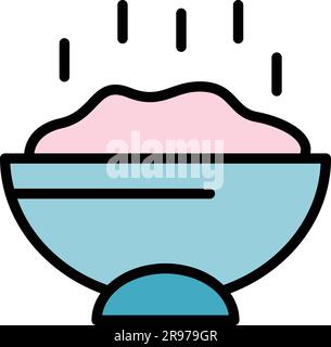 Symbol für die morgendliche Schüssel. Umreißen Sie das Vektorsymbol für die morgendliche Schüssel für das Webdesign, isoliert auf weißem Hintergrund, flach Stock Vektor