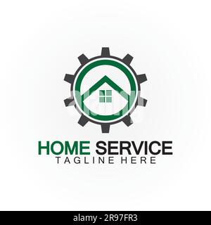 Home Service Logo, Designkonzept Ausrüstung und Heim, geeignet für Renovierungs-, Umbau- und Hauswartungsunternehmen Stock Vektor