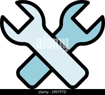 Symbol für die Taste „Spülmaschine reparieren“. Outline Repair Spülmaschinenschlüssel-Vektorsymbol für Webdesign isoliert auf weißem Hintergrund flach Stock Vektor