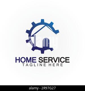 Home Service Logo, Designkonzept Ausrüstung und Heim, geeignet für Renovierungs-, Umbau- und Hauswartungsunternehmen Stock Vektor