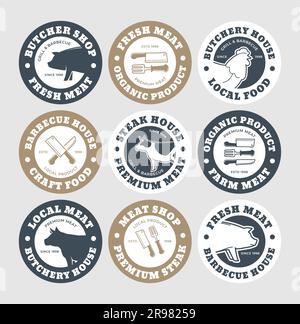 Aufkleberset für Frischfleischprodukte Stock Vektor