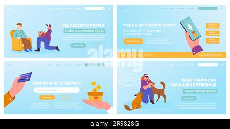 Webbanner-Sammlung für wohltätige Spenden Stock Vektor