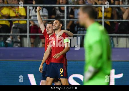 Bukarest, Rumänien. 24. Juni 2023. Abel Ruiz von Spanien beim UEFA-Spiel der Gruppe B für die europäische unter-21-Jährige im Giulesti-Stadion in Bukarest, Rumänien, am 24. Juni 2023. Foto: Eduard Vinatoru/PIXSELL Credit: Pixsell/Alamy Live News Stockfoto