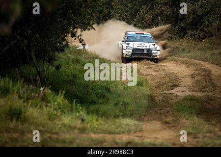 Naivasha, Kenia. 25. Juni 2023. 21 Kajetan KAJETANOWICZ (POL), Maciej SZCHZEPANIAK (POL), SKODA FABIA RS, RC2, Rally2, Action während der Safari Rally Kenya 2023, 7. Runde der WRC World Rally Car Championship 2023, vom 22. Bis 25. Juni 2023 in Naivasha, Nakuru County, Kenia - Foto Nikos Katikis/DPPI Credit: DPPI Media/Alamy Live News Stockfoto