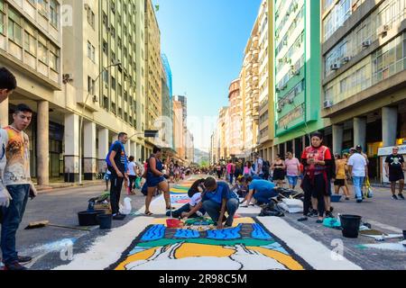 Corpus Christi Sandteppiche Festival von Sao Goncalo, Niteroi, Brasilien Stockfoto