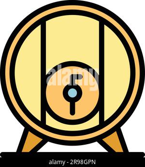 Vektor für das Bierfässersymbol. Holzfass. Whiskey-Wein in flacher Farbe Stock Vektor