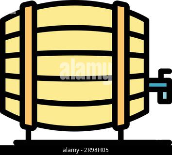 Vektor für die Kontur des Weinfass-Symbols. Holzbier. Fass-Whiskey-Farbe flach Stock Vektor