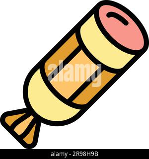 Konturvektor des Symbols „Halbwurst“. Deutsches Essen. Bratwurst barbecue in flacher Farbe Stock Vektor