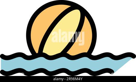 Konturvektor des Beachball-Symbols. Wasserspielzeug für den Sommer. Aufblasbarer Pool, Strandball in flacher Farbe Stock Vektor