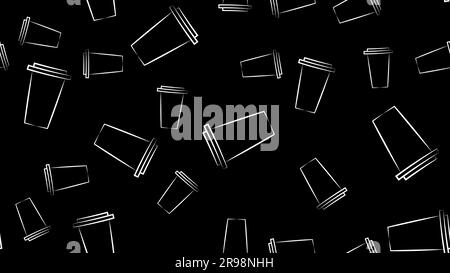 Nahtloses Muster mit schwarzem und weißem Eiskübel und Eislöffel. Stock Vektor