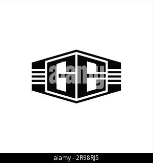 GE Letter Logo Monogramm sechseckiges Emblem mit Streifen Umriss-Designvorlage Stockfoto