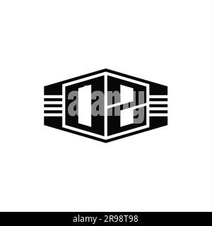 OZ Letter Logo Monogramm sechseckiges Emblem mit Streifen Umriss-Designvorlage Stockfoto