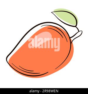 Mango-Linienkunst. Mangofrucht-Logo-Vektorvorlage in flacher Form. Handgezeichnete Mango-Ikone. Mango und gesunde Früchte Design mit modernem Stil. Vektor Stock Vektor