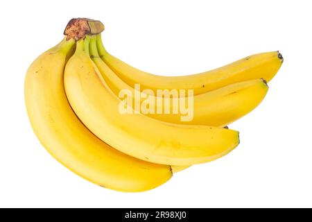 Reife gelbe große Bananen, isoliert auf weißem Hintergrund. Datei enthält Beschneidungspfad Stockfoto