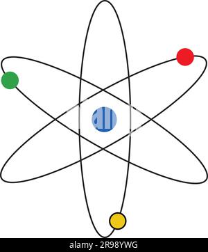 Atomvektor mit Protonen- und Neutronenkern. Stock Vektor