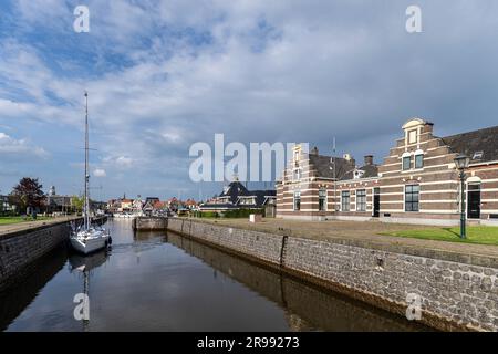 Historisches Lemstersluis, ein Fallschloss in Lemmer, Niederlande Stockfoto