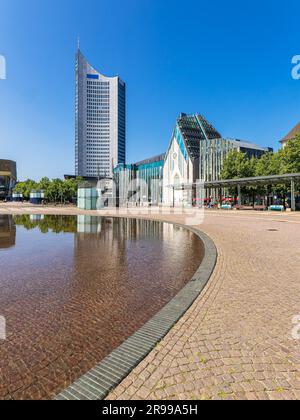 Blick auf den Augustusplatz in Leipzig. Stockfoto