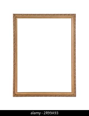 Alter hölzerner Bilderrahmen isoliert auf weißem Hintergrund mit Beschneidungspfad Stockfoto