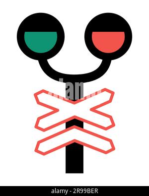 Eisenbahnsymbol mit Verbotsschildern. Vector-Bahnverkehrsampeln. Bahnanschlag isoliert auf weißem Hintergrund Stock Vektor