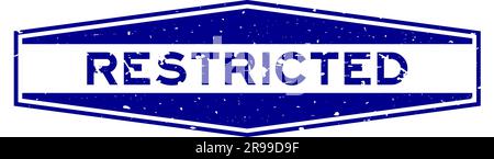 Grunge Blue Restricted Word sechseckiger Gummidichtungsstempel auf weißem Hintergrund Stock Vektor