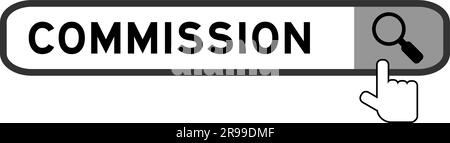 Suchbanner in Word commission mit Lupensymbol auf weißem Hintergrund Stock Vektor