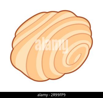 Süße Gebäckrolle, Zeichentrickfilm. Spiralförmiges Blätterteigbrötchen. Vektor-Clip-Art-Illustration. Stock Vektor