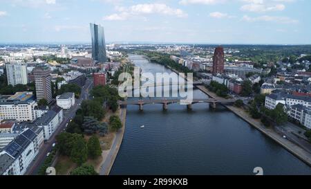 Luftaufnahme von Frankfurt am Main, Hessen, Deutschland. Stockfoto