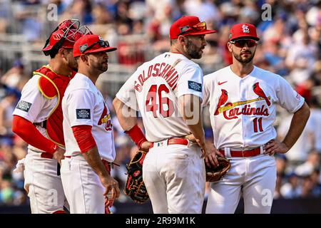 London, Großbritannien. 25. Juni 2023. St. Louis Cardinals während des 2023. Spiels der MLB London Series in St. Louis Cardinals vs Chicago Cubs at London Stadium, London, Großbritannien, 25. Juni 2023 (Foto von Craig Thomas/News Images) in London, Großbritannien, am 6./25. Juni 2023. (Foto: Craig Thomas/News Images/Sipa USA) Guthaben: SIPA USA/Alamy Live News Stockfoto