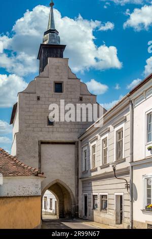 Mittelalterliche gotische Stadttore in Slavonice in Tschechien Stockfoto